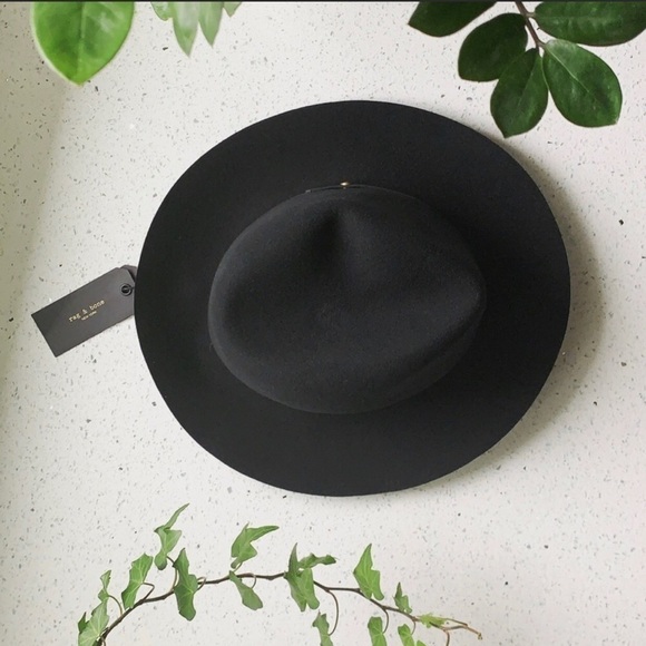 rag & bone Floppy Brim Fedora Wool Hat Black Medium - Picture 4 of 4